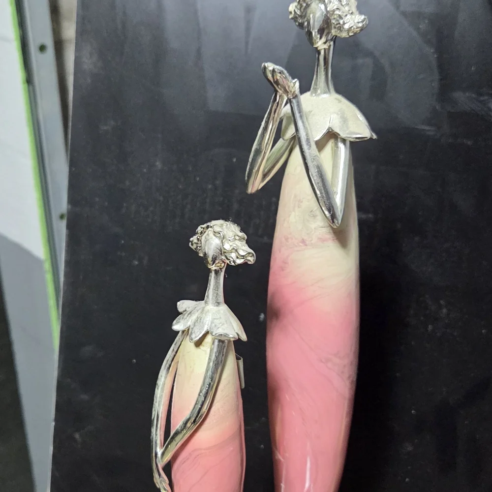 Williams Sonoma Pink and Silver Ceramic Figures